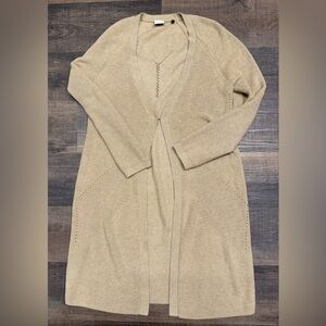 Cabi Long Duster Cardigan Medium Cotton Blend Open Front Boho Layering Southwest